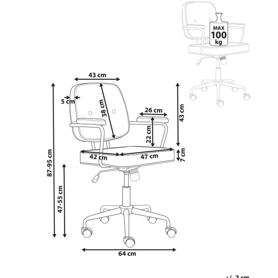 Leen Bakker PAWNEE - Bureaustoel - Lichtblauw - Fluweel Online