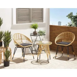Beliani PELLARO - Bistroset voor 2 - Natuurlijk - PE rotan Hot