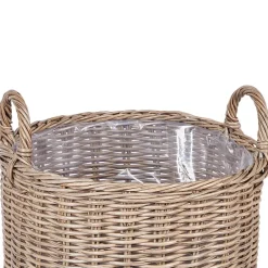 Beliani PENDULA - Bloempot set van 3 - Bruin - PE rotan Hot