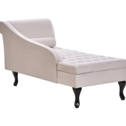 Beliani PESSAC - Chaise longue - Beige - Rechterzijde - Fluweel Clearance