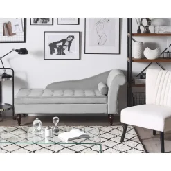 Beliani PESSAC - Chaise longue - Grijs - Rechterzijde - Fluweel Hot