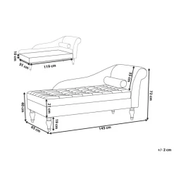 Beliani PESSAC - Chaise longue - Grijs - Rechterzijde - Fluweel Hot