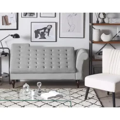 Beliani PESSAC - Chaise longue - Grijs - Rechterzijde - Fluweel Hot