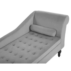 Beliani PESSAC - Chaise longue - Grijs - Rechterzijde - Fluweel Hot