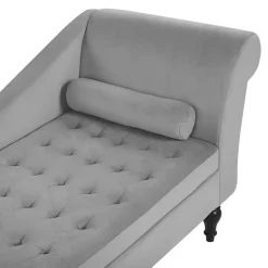 Beliani PESSAC - Chaise longue - Grijs - Rechterzijde - Fluweel Hot