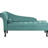 Beliani PESSAC - Chaise longue - Groenblauw - Linkerzijde - Fluweel New