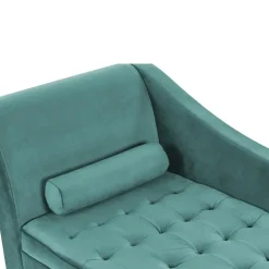 Beliani PESSAC - Chaise longue - Groenblauw - Linkerzijde - Fluweel New