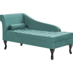 Beliani PESSAC - Chaise longue - Groenblauw - Linkerzijde - Fluweel New