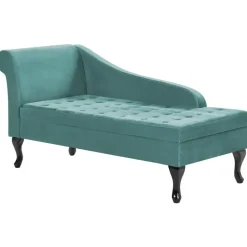 Beliani PESSAC - Chaise longue - Groenblauw - Linkerzijde - Fluweel New