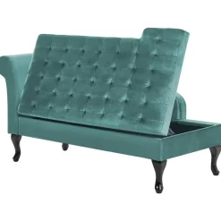 Beliani PESSAC - Chaise longue - Groenblauw - Linkerzijde - Fluweel New