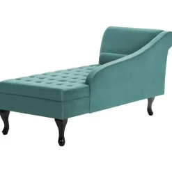 Beliani PESSAC - Chaise longue - Groenblauw - Linkerzijde - Fluweel New