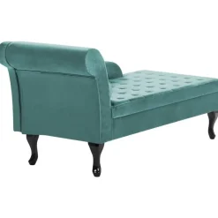 Beliani PESSAC - Chaise longue - Groenblauw - Linkerzijde - Fluweel New