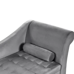 Beliani PESSAC - Chaise longue - Lichtgrijs - Rechterzijde - Fluweel