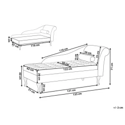 Beliani PESSAC - Chaise longue - Lichtgrijs - Rechterzijde - Fluweel
