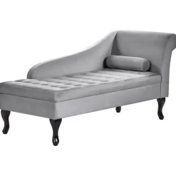 Beliani PESSAC - Chaise longue - Lichtgrijs - Rechterzijde - Fluweel