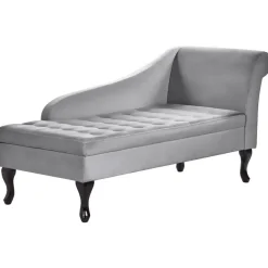 Beliani PESSAC - Chaise longue - Lichtgrijs - Rechterzijde - Fluweel