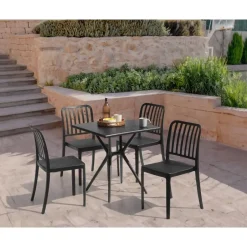 Beliani PIAVE - Tuintafel - Zwart - 70 x 70 cm - Synthetisch materiaal Online