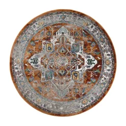 Muratap Picasso Castana Vintage Rond Vloerkleed Terra / Multi Laagpolig - 200 CM ROND Hot
