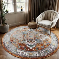 Muratap Picasso Castana Vintage Rond Vloerkleed Terra / Multi Laagpolig - 200 CM ROND Hot