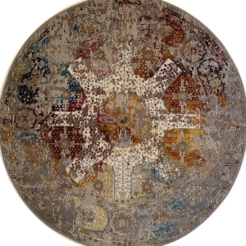 Muratap Picasso Feraghan Vintage Rond Vloerkleed Multi / Beige Laagpolig - 200 CM ROND New