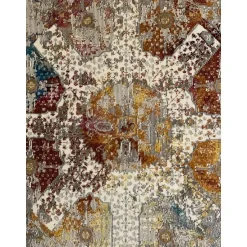 Muratap Picasso Feraghan Vintage Rond Vloerkleed Multi / Beige Laagpolig - 133 CM ROND Sale