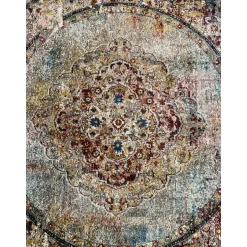Muratap Picasso Keshan Vintage Rond Vloerkleed Multi / Beige Laagpolig - 200 CM ROND
