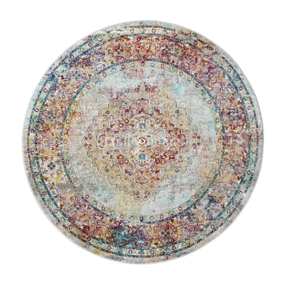 Muratap Picasso Keshan Vintage Rond Vloerkleed Multi / Beige Laagpolig - 160 CM ROND