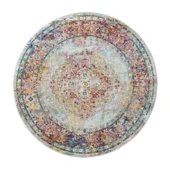 Muratap Picasso Keshan Vintage Rond Vloerkleed Multi / Beige Laagpolig - 160 CM ROND