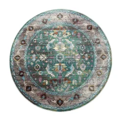 Muratap Picasso Pablo Vintage Rond Vloerkleed Groen / Multi Laagpolig - 300 CM ROND Clearance