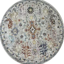 Muratap Picasso Sarough Rond Vloerkleed Vintage Woonkamer - Multi / Grijs - 200 CM ROND New