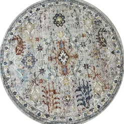 Muratap Picasso Sarough Rond Vloerkleed Vintage Woonkamer - Multi / Grijs - 200 CM ROND New