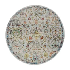 Muratap Picasso Sarough Vintage Rond Vloerkleed Creme / Beige Laagpolig - 160 CM ROND Outlet