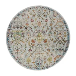Muratap Picasso Sarough Vintage Rond Vloerkleed Creme / Beige Laagpolig - 133 CM ROND Outlet