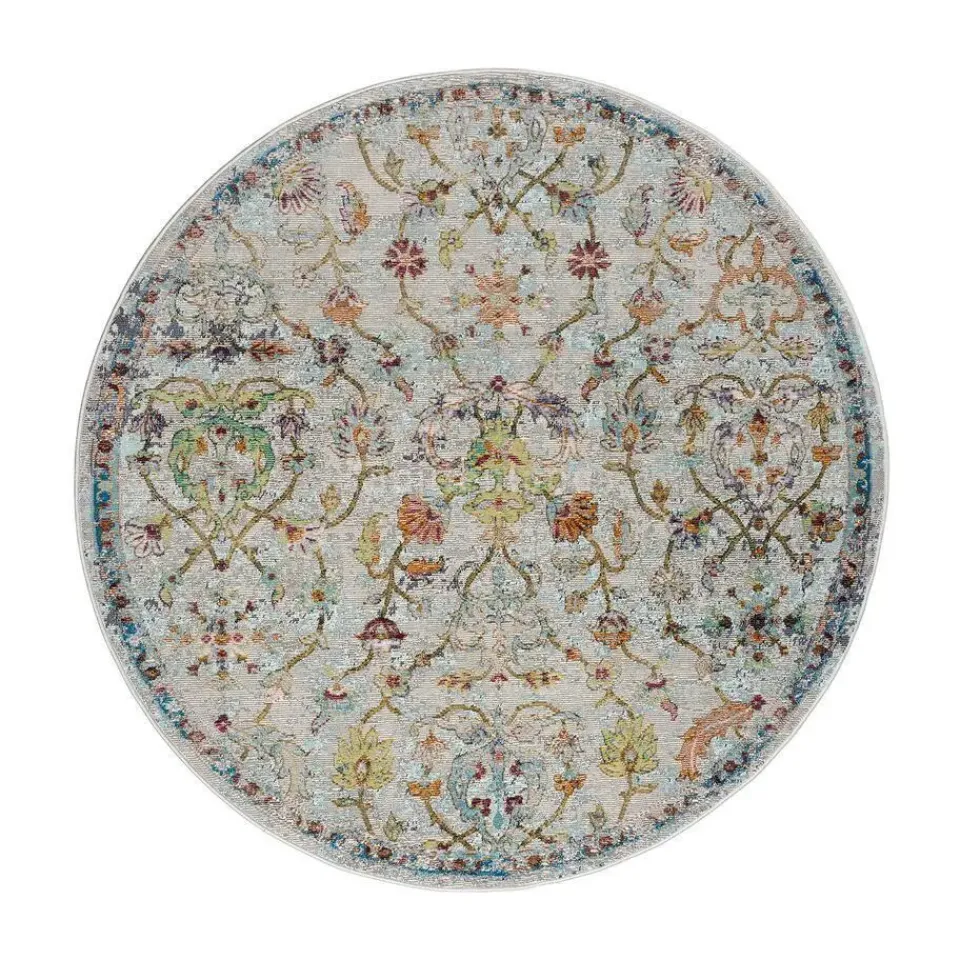 Muratap Picasso Sarough Vintage Rond Vloerkleed Creme / Beige Laagpolig - 133 CM ROND Outlet