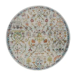 Muratap Picasso Sarough Vintage Rond Vloerkleed Creme / Beige Laagpolig - 300 CM ROND Sale