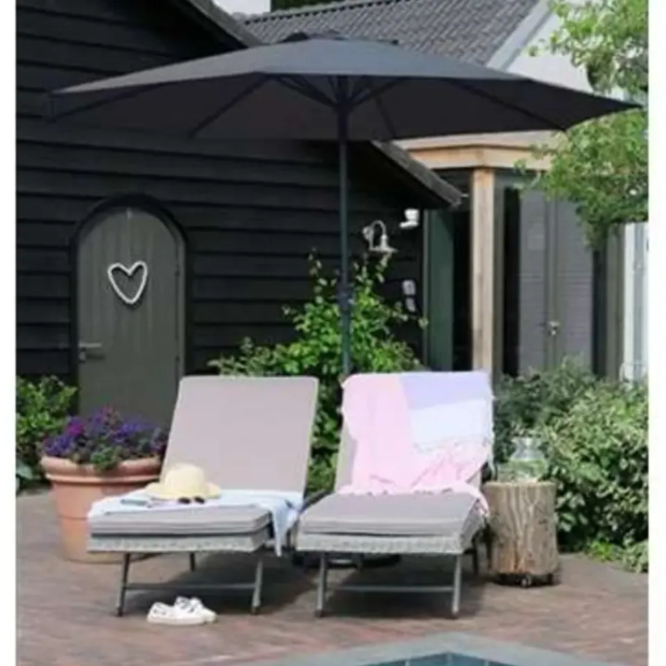 PimXL Luxe 8-ribs Parasol - Ø300CM - Antraciet Hot