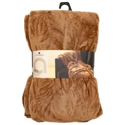 Atmosphera Plaid/bankdeken Leafes - terracotta - 180 x 230 cm - polyester Online