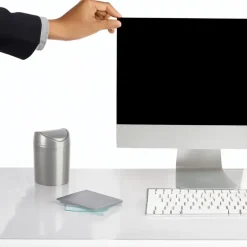 PlasticForte Mini prullenbakje - zilvergrijs- kunststof - 1.4L Sale