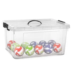 PlasticForte Opbergbox met deksel - grijs - 54L - kunststof