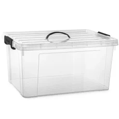 PlasticForte Opbergbox met deksel - grijs - 54L - kunststof