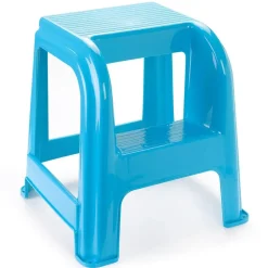 PlasticForte Opstapkrukje - 2 tredes - blauw - 45 cm