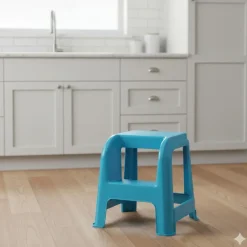 PlasticForte Opstapkrukje - 2 tredes - blauw - 45 cm