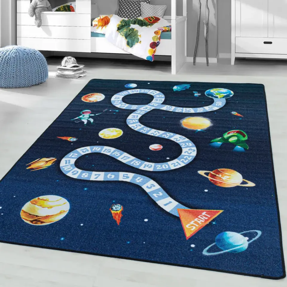 Muratap Play Speeltapijt Ruimte - 120x170 cm - Blauw - Vloerkleed Kinderkamer Outlet