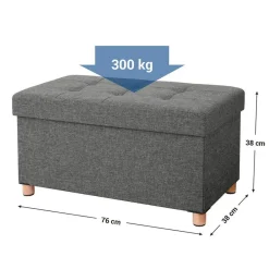 Merkloos Poef - opvouwbaar - met poten - stof - 76 cm - donkergrijs Discount