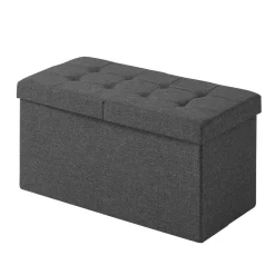 Merkloos Poef - opvouwbaar - zonder poten - stof - 76 cm - donkergrijs Best