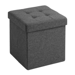 Merkloos Poef - opvouwbaar - zonder poten - stof - 38 cm - donkergrijs Clearance