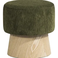 Leen Bakker Poef Almeria - groen - 40xØ40 cm Clearance