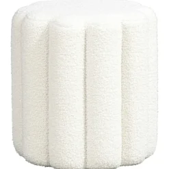 Leen Bakker Poef Bilbao - wit - 40xØ38 cm Discount