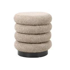 Giga Meubel Poef Bouclé - Taupe - Poef Matthijs Hot