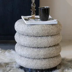 Giga Meubel Poef Bouclé - Taupe - Poef Matthijs Hot